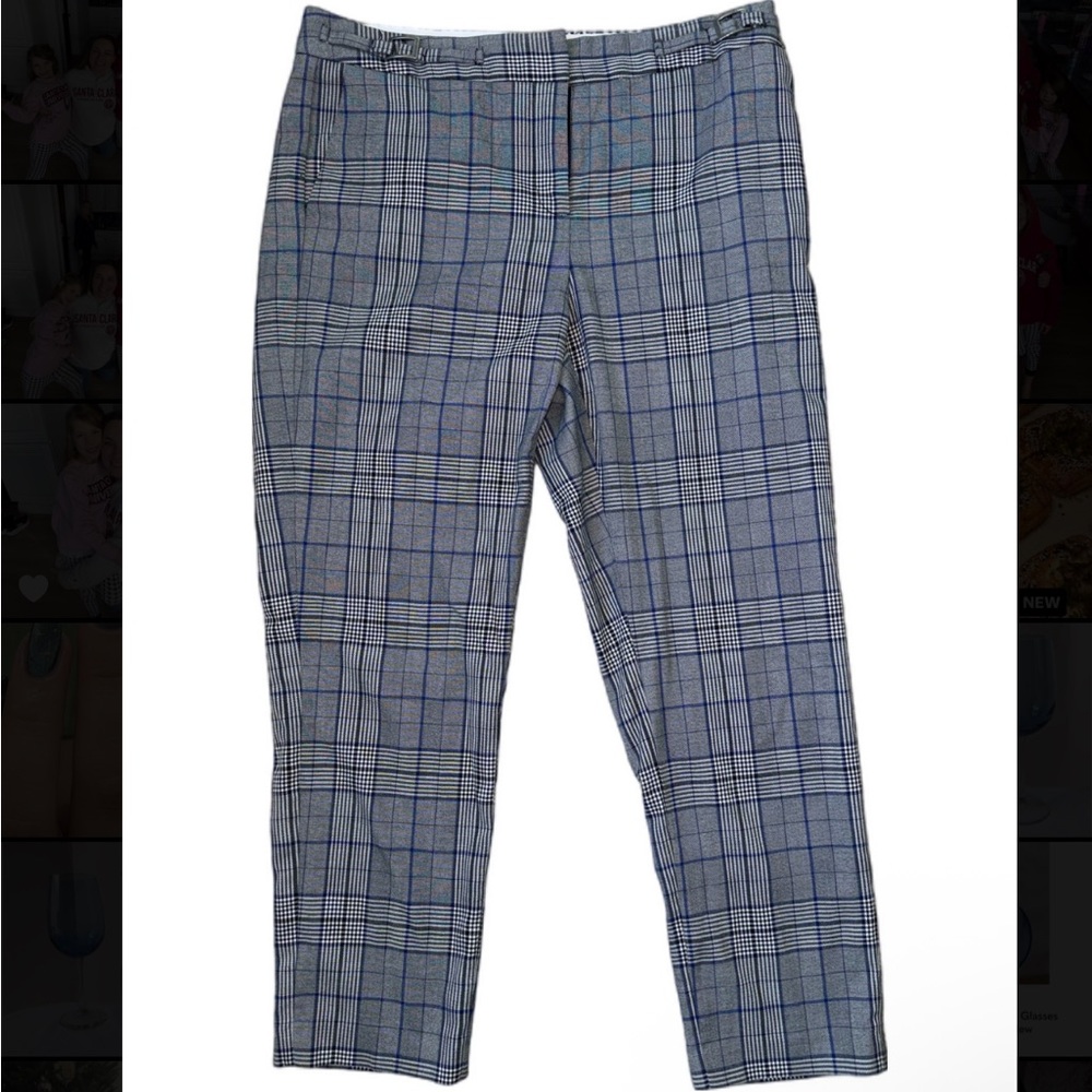 Nordstrom Halogen Grey & Blue Plaid Ankle Pants, Size 8